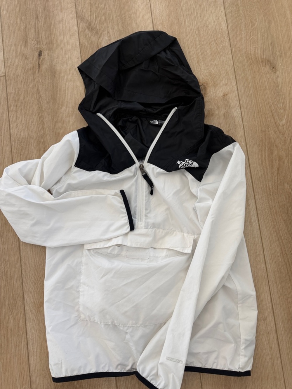 The North Face White and Black Hooded Pullover